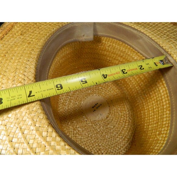 Vtg Italian Straw Hat With Figurine & Accents 1950s Boater Gatsby Autumn Fall - Picture 9 of 16